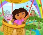 Aile balon Dora Explorer ve onu maymun arkadaşı Boots
